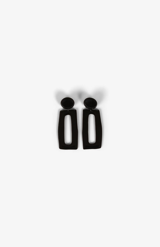 Boucles d’oreilles rectangles - Clips - Noir