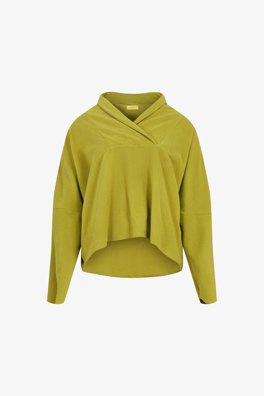 Pull Col Châle Polaire Vert Olive
