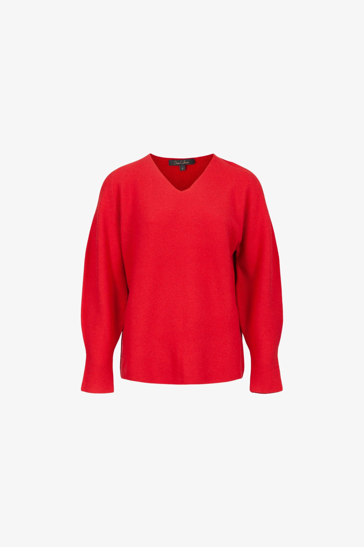 Pull cachemire Col V points mousse cardinal