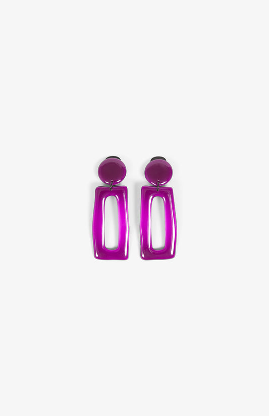 Boucles d’oreilles rectangles - Clips - Violet