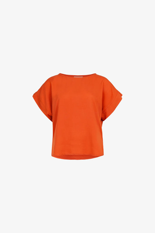 Top Manches Revers Viscose Terracotta
