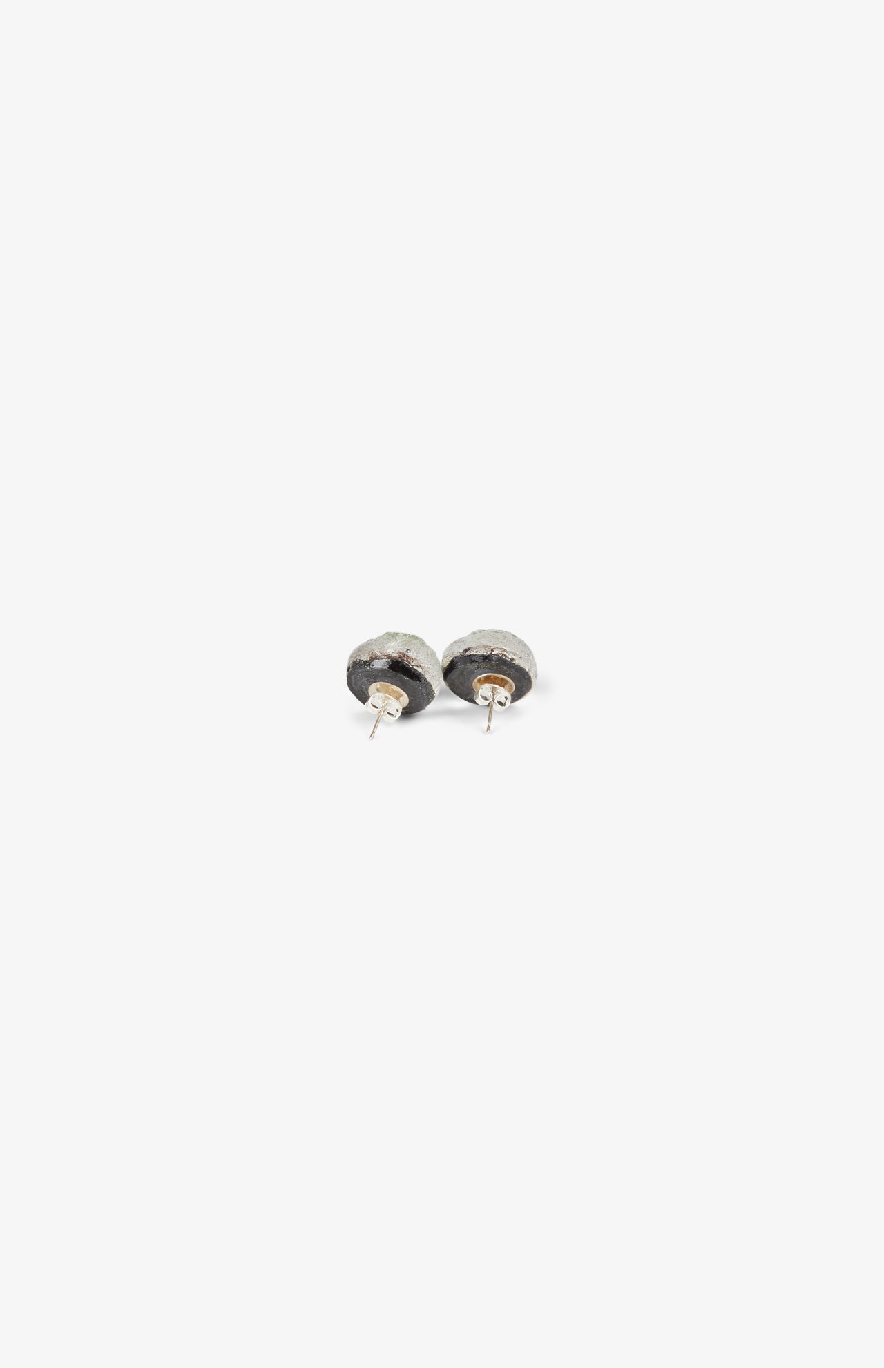Boucles d'oreilles Simple Météorite - Reflets Noirs Morodorés - Fermoir Argent