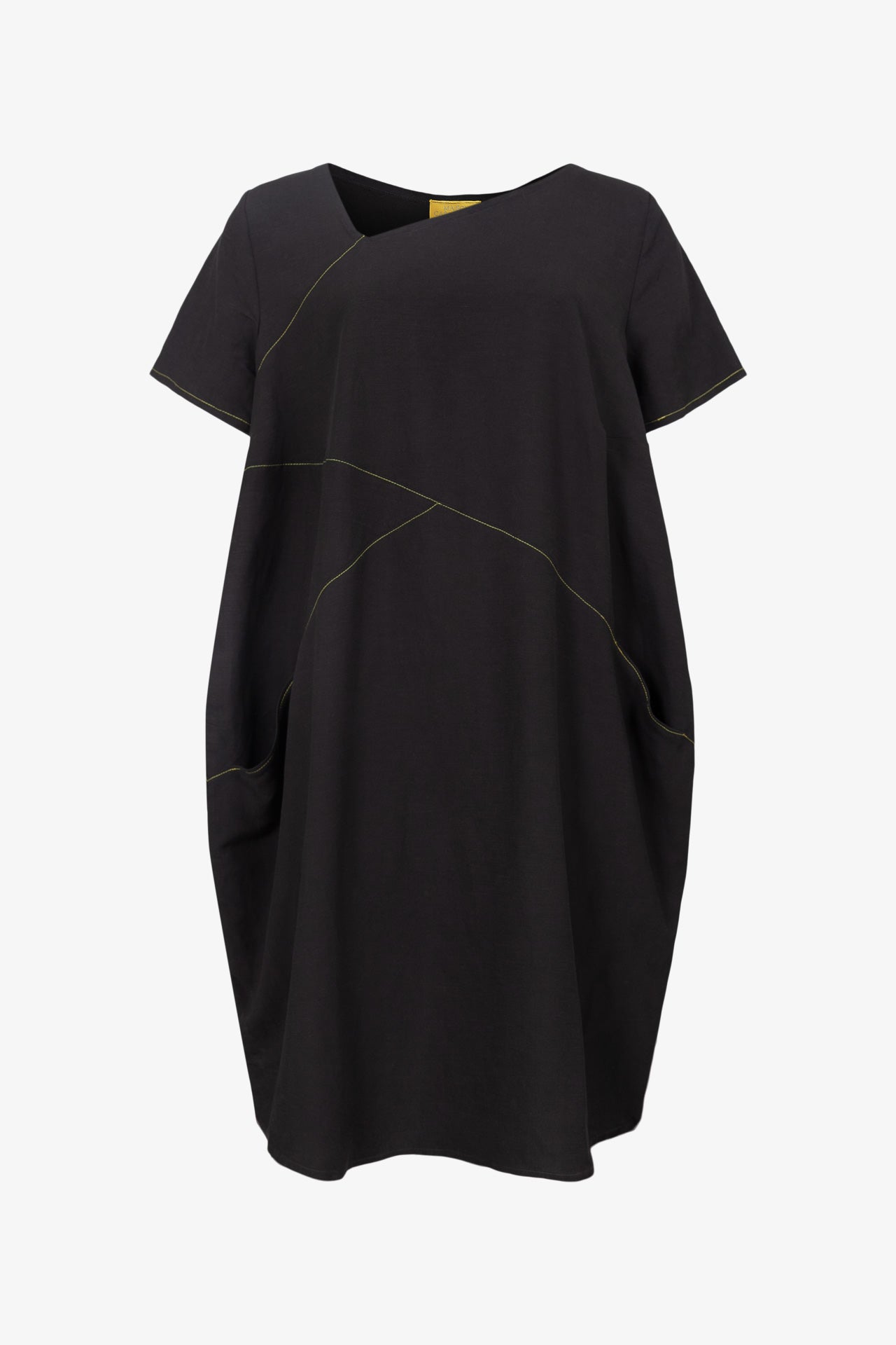 Robe Cubiste Lin Viscose Noir